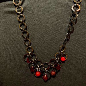 Dramatic Rich Red Beaded Necklace